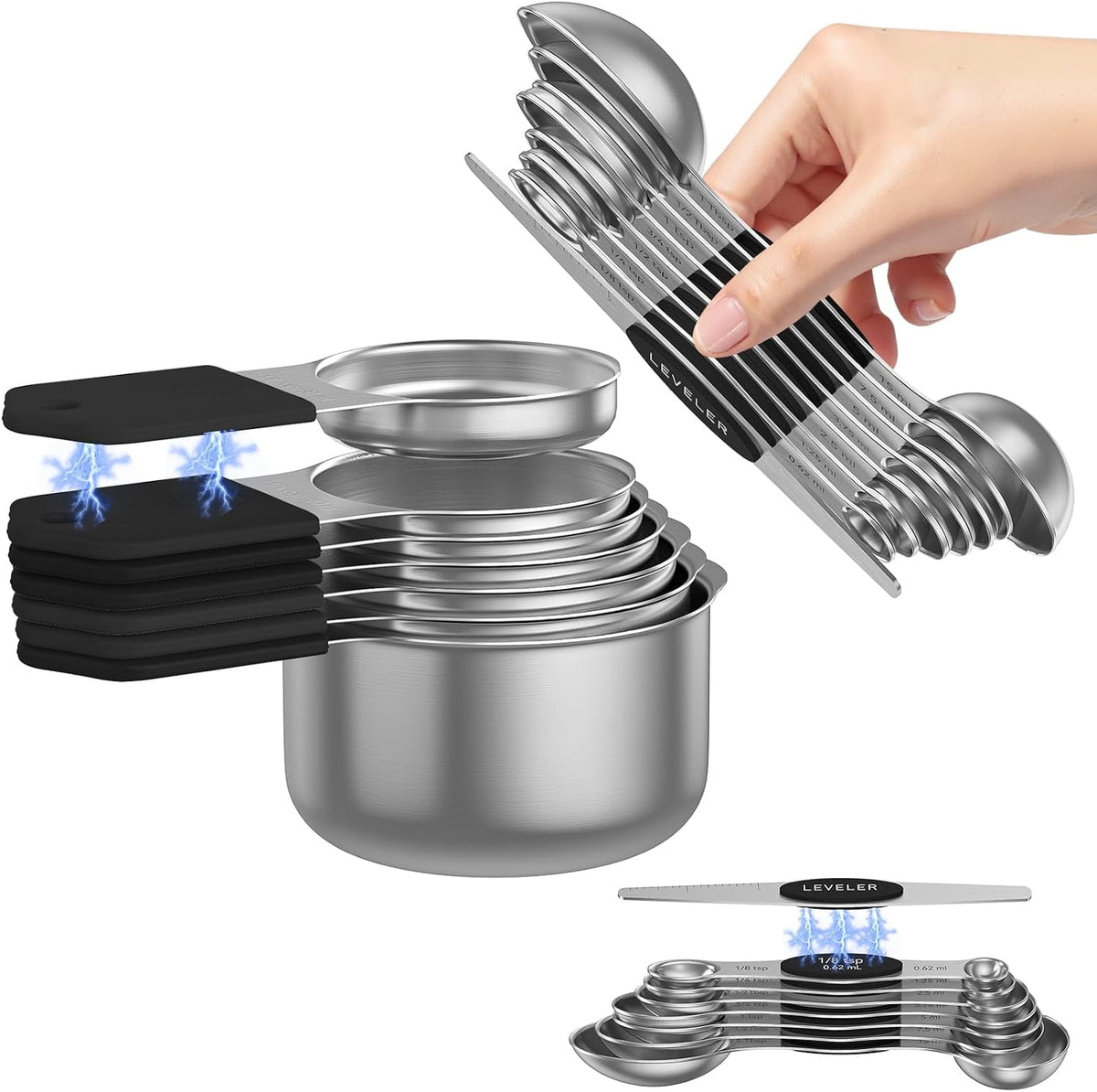 Magnetic Measuring Cups and Spoons Set – 304 Stainless Steel