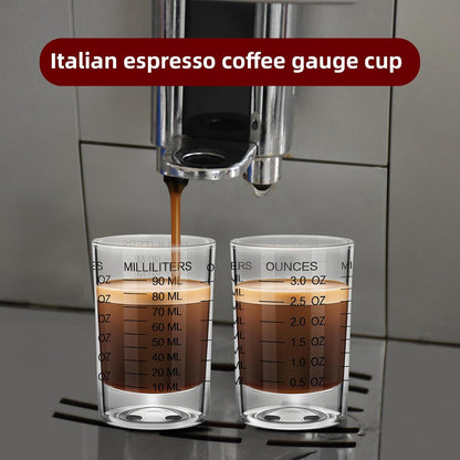2Pcs Shot Glass Measuring Cup 3 Ounce/90ML Liquid Heavy High Espresso Glass Cup Black Line Espresso Shot Glasses with Measurement (2)