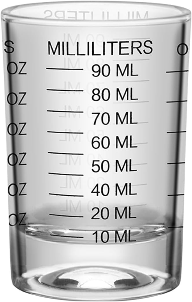 2Pcs Shot Glass Measuring Cup 3 Ounce/90ML Liquid Heavy High Espresso Glass Cup Black Line Espresso Shot Glasses with Measurement (2)