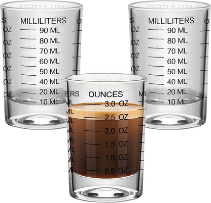 2Pcs Shot Glass Measuring Cup 3 Ounce/90ML Liquid Heavy High Espresso Glass Cup Black Line Espresso Shot Glasses with Measurement (2)