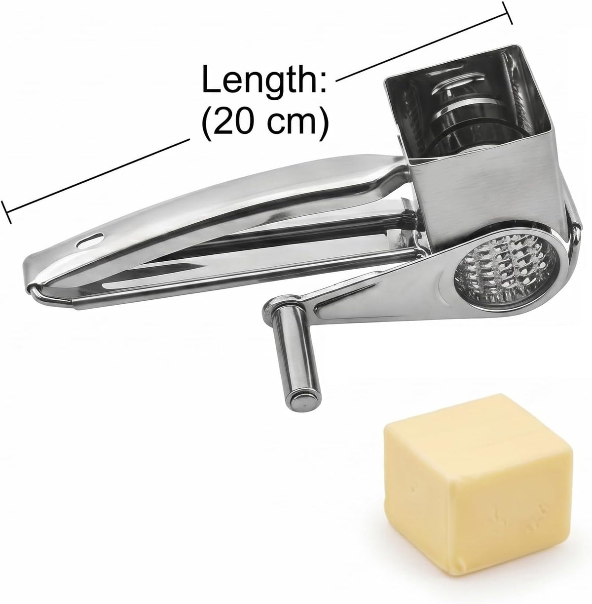 Handheld Rotary Cheese Grater, 430 Steel Manual Shredder For Parmesan, Cheddar, Nuts & Root Veggies