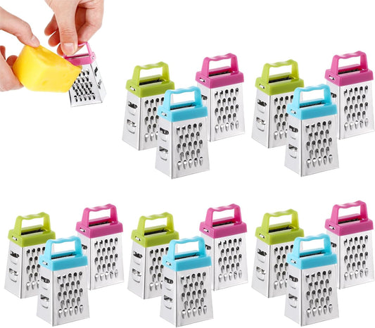 Mini Cheese Grater 15 Pcs Set Stainless Steel Handheld Vegetable and Fruit Cutter Box Grater with Handle Compact Kitchen Gadget for Fast Food Prep 2.63X1.45X5.31 Inch