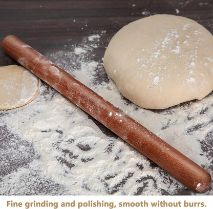 French Rolling Pin for Baking,17.7 Inches Wooden Dough Roller, Brown