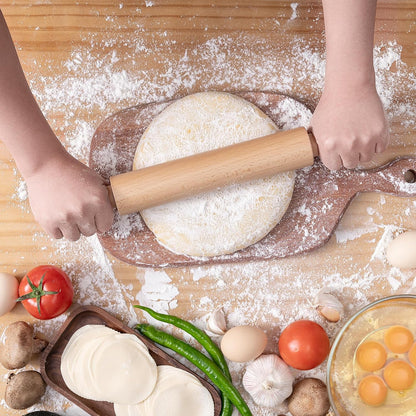 French Rolling Pin for Baking,17.7 Inches Wooden Dough Roller, Brown