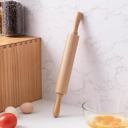 French Rolling Pin for Baking,17.7 Inches Wooden Dough Roller, Brown