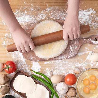 French Rolling Pin for Baking,17.7 Inches Wooden Dough Roller, Brown