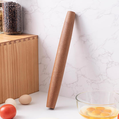 French Rolling Pin for Baking,17.7 Inches Wooden Dough Roller, Brown