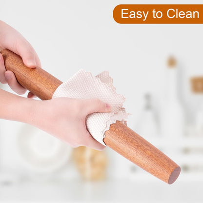 French Rolling Pin for Baking,17.7 Inches Wooden Dough Roller, Brown