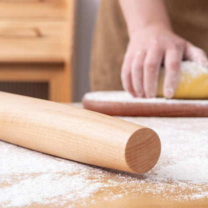 French Rolling Pin for Baking,17.7 Inches Wooden Dough Roller, Brown