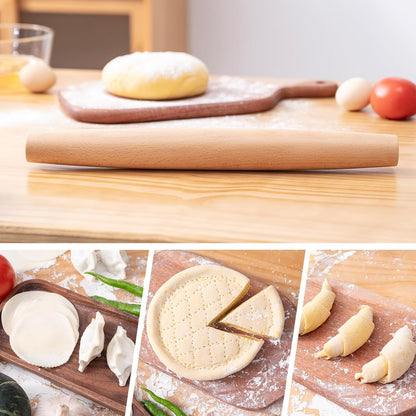 French Rolling Pin for Baking,17.7 Inches Wooden Dough Roller, Brown