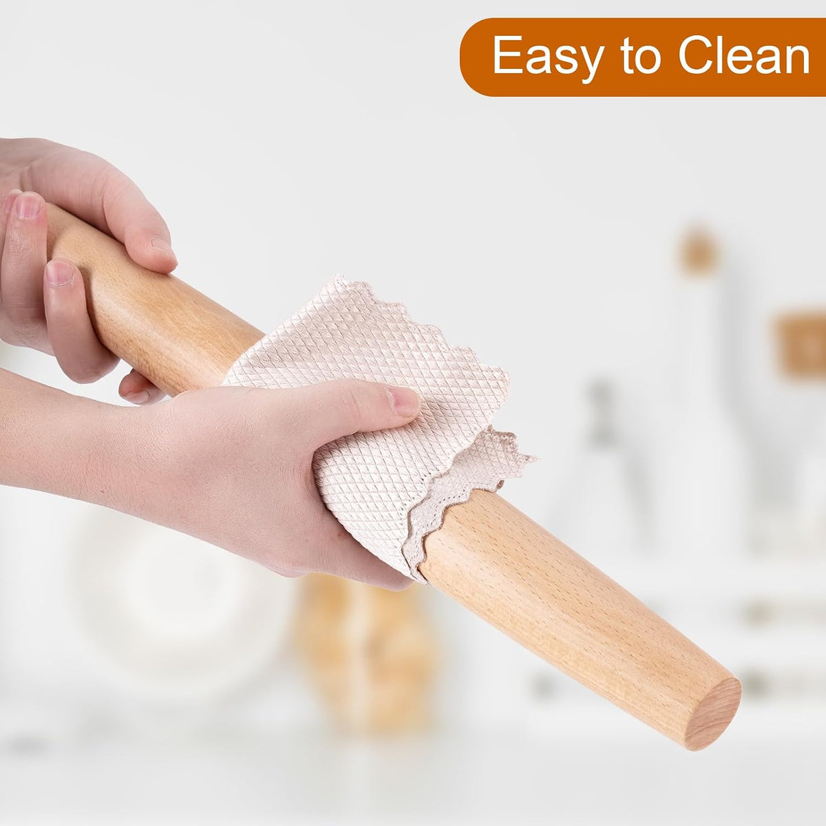 French Rolling Pin for Baking,17.7 Inches Wooden Dough Roller, Brown