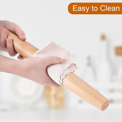 French Rolling Pin for Baking,17.7 Inches Wooden Dough Roller, Brown