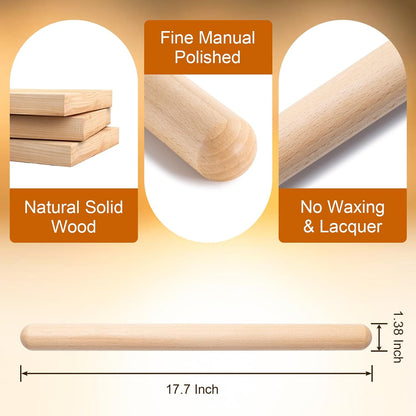 French Rolling Pin for Baking,17.7 Inches Wooden Dough Roller, Brown