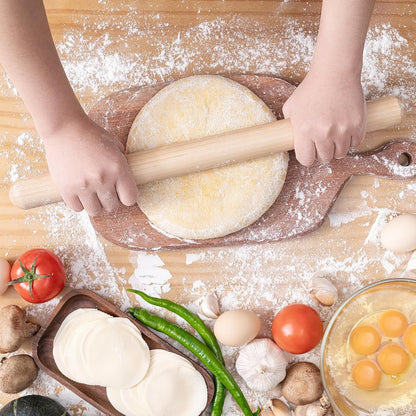 French Rolling Pin for Baking,17.7 Inches Wooden Dough Roller, Brown