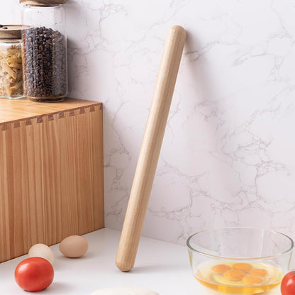 French Rolling Pin for Baking,17.7 Inches Wooden Dough Roller, Brown