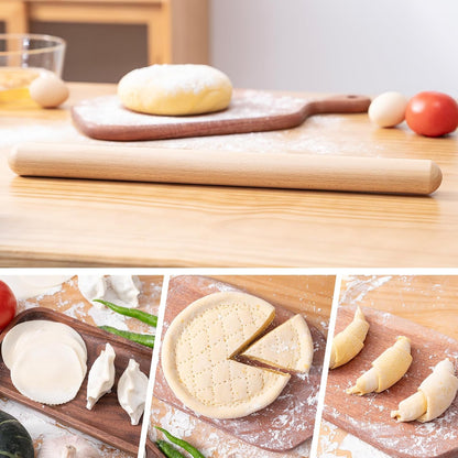 French Rolling Pin for Baking,17.7 Inches Wooden Dough Roller, Brown