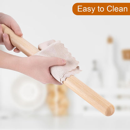 French Rolling Pin for Baking,17.7 Inches Wooden Dough Roller, Brown