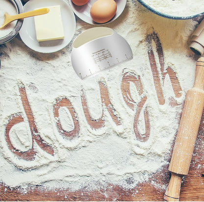 Professional Stainless Steel Dough Cutter and Scraper Combo - 2-in-1 Baking Tool for Bread, Pizza & Pastry | Multi-Use Bench Scraper with Kitchen Utensils Grip (Heavy Duty Dough Tool)