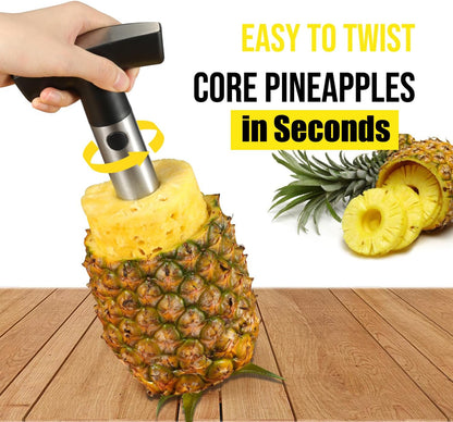 Pineapple Corer and Slicer, Heavy-Duty Stainless Steel Reinforced Thicker Blade Easy-to-Use Pineapple Core Remover & Peeler Tool