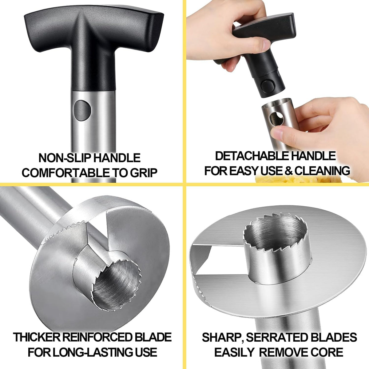 Pineapple Corer and Slicer, Heavy-Duty Stainless Steel Reinforced Thicker Blade Easy-to-Use Pineapple Core Remover & Peeler Tool