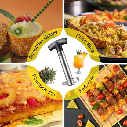 Pineapple Corer and Slicer, Heavy-Duty Stainless Steel Reinforced Thicker Blade Easy-to-Use Pineapple Core Remover & Peeler Tool