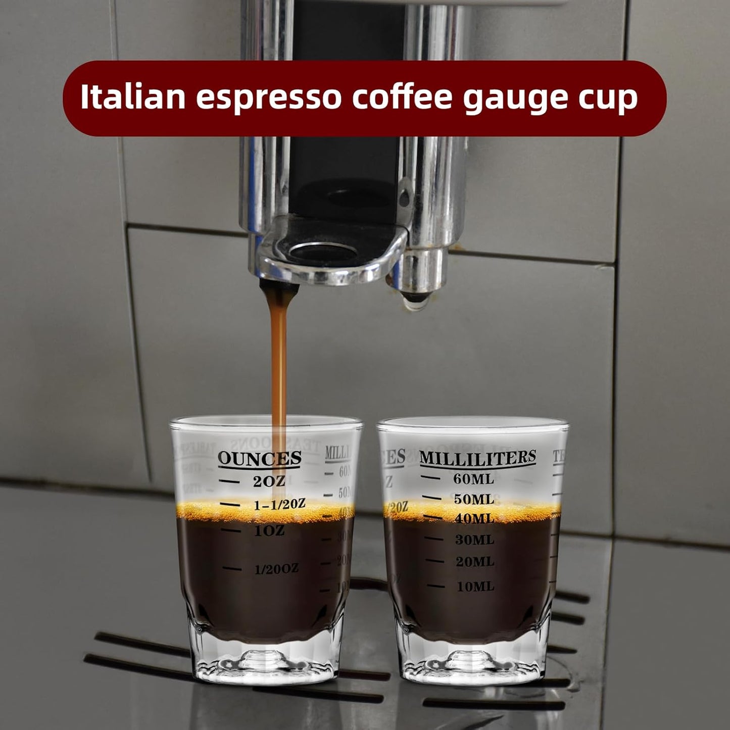 2 OZ 4 Features Shot Glasses Measuring cup Liquid Heavy Glass Wine Glass Espresso Shot -Incremental Measurement Heavy 60ML (2, Black)
