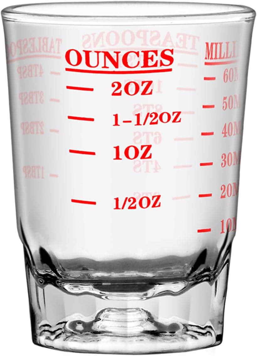 2 OZ 4 Features Shot Glasses Measuring cup Liquid Heavy Glass Wine Glass Espresso Shot -Incremental Measurement Heavy 60ML (2, Black)