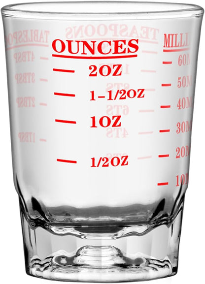 2 OZ 4 Features Shot Glasses Measuring cup Liquid Heavy Glass Wine Glass Espresso Shot -Incremental Measurement Heavy 60ML (2, Black)
