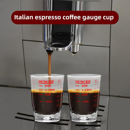 2 OZ 4 Features Shot Glasses Measuring cup Liquid Heavy Glass Wine Glass Espresso Shot -Incremental Measurement Heavy 60ML (2, Black)