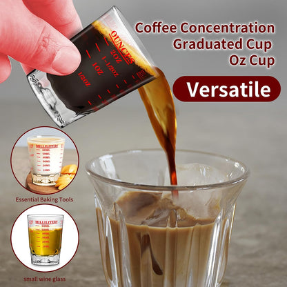 2 OZ 4 Features Shot Glasses Measuring cup Liquid Heavy Glass Wine Glass Espresso Shot -Incremental Measurement Heavy 60ML (2, Black)