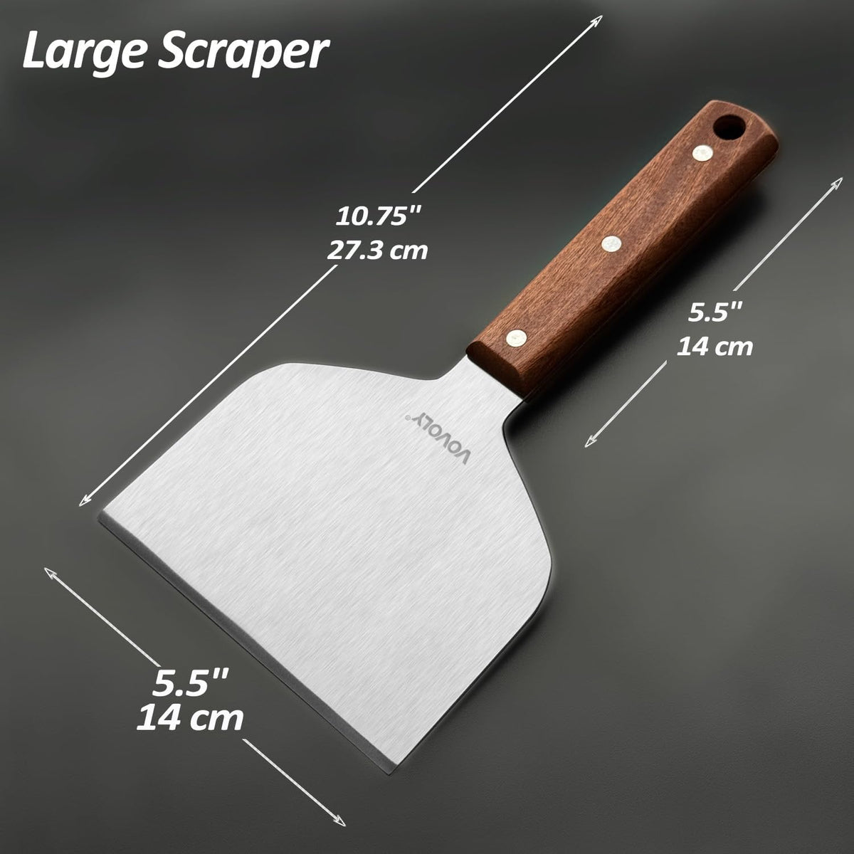 Multipurpose Bench Scraper Kitchen Utensil for Flat Top Griddle, Dough Scraper Cutter for Bread and Pizza Cutter - Stainless Steel Metal Griddle Scraper Chopper