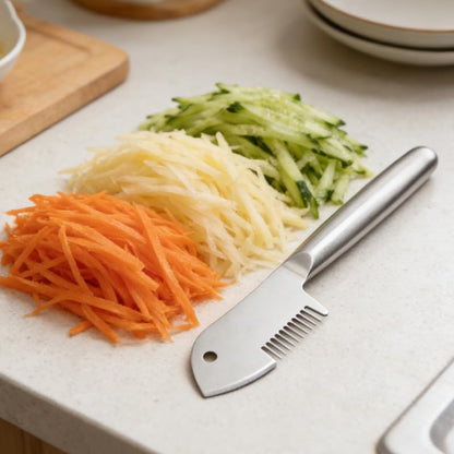 Stainless Steel Multi-Purpose Julienne Peeler, Portable Handheld Vegetable Shredder, Kitchen Tools for Quick Shredding, Comfortable Handle, Easy to Store, for Vegetables, Fruits, etc (1)