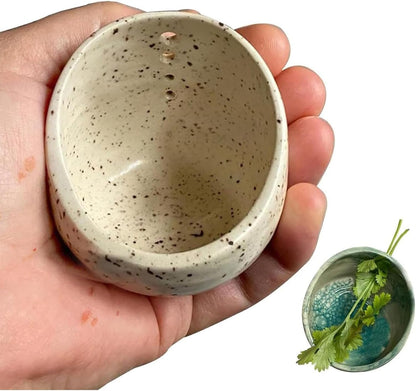 Hamblin Bros Pottery Herb Stripper Bowl, 2025 New Herbs Stripper Bo-wl Ceramic, Ceramic Herb Stripper, Ergonomic Easy to Stripping