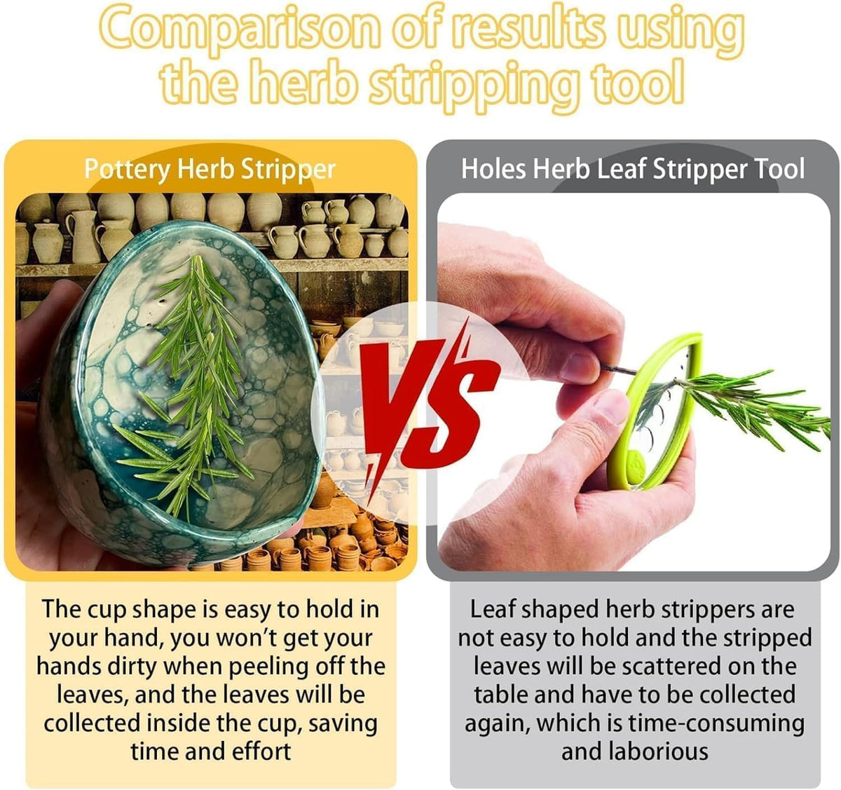 Hamblin Bros Pottery Herb Stripper Bowl, 2025 New Herbs Stripper Bo-wl Ceramic, Ceramic Herb Stripper, Ergonomic Easy to Stripping