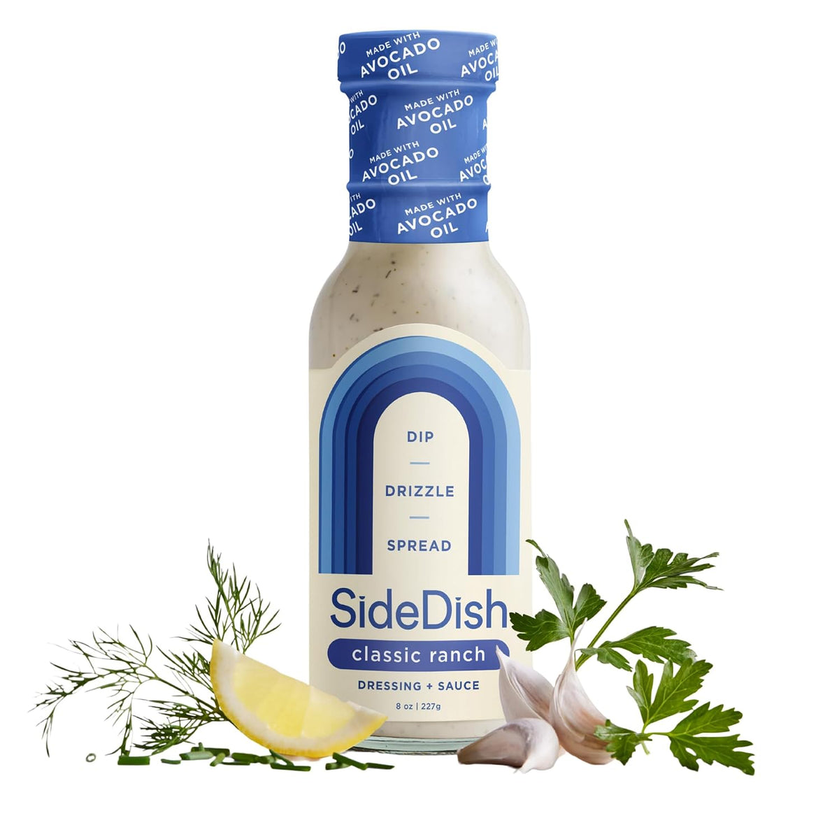 Classic Ranch Dressing - Seed Oil Free, Dairy Free & Gluten Free Salad Dressing w/Avocado Oil - Sugar Free, Low Sodium Healthy Ranch Dressing - Paleo Dressing for Sauces & More - 8 fl oz