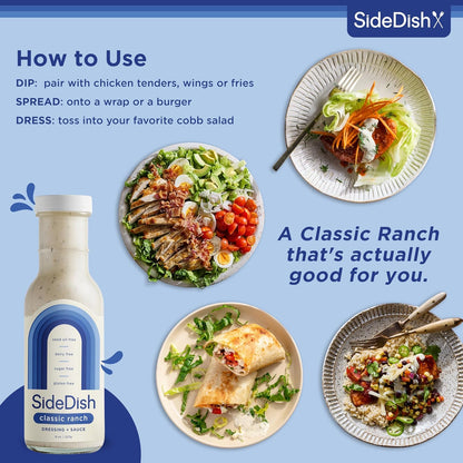 Classic Ranch Dressing - Seed Oil Free, Dairy Free & Gluten Free Salad Dressing w/Avocado Oil - Sugar Free, Low Sodium Healthy Ranch Dressing - Paleo Dressing for Sauces & More - 8 fl oz