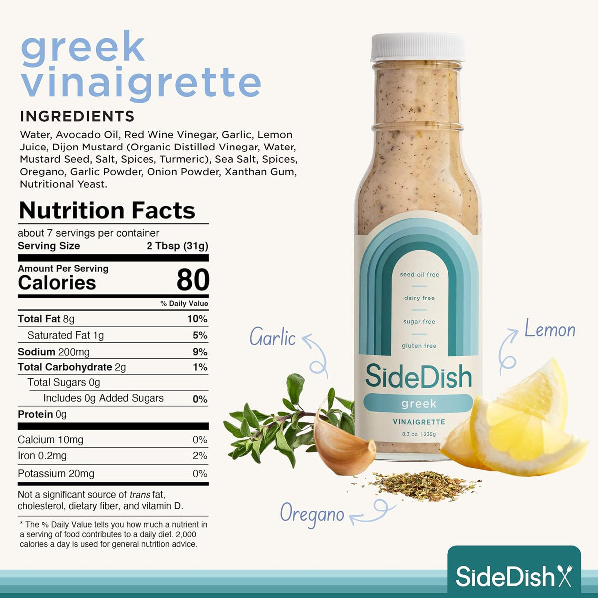 Classic Ranch Dressing - Seed Oil Free, Dairy Free & Gluten Free Salad Dressing w/Avocado Oil - Sugar Free, Low Sodium Healthy Ranch Dressing - Paleo Dressing for Sauces & More - 8 fl oz
