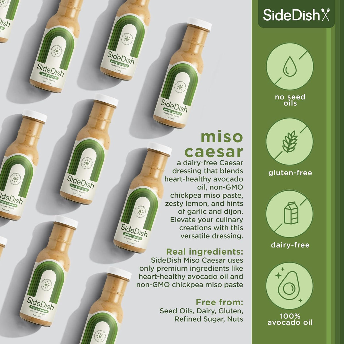 Classic Ranch Dressing - Seed Oil Free, Dairy Free & Gluten Free Salad Dressing w/Avocado Oil - Sugar Free, Low Sodium Healthy Ranch Dressing - Paleo Dressing for Sauces & More - 8 fl oz