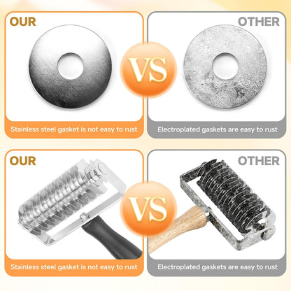 Pastry Lattice Roller Cutter - Stainless Steel Professional Dough Lattice | Top Pie Pizza Bread Pastry Crust Lattice Roller Cutter wheel
