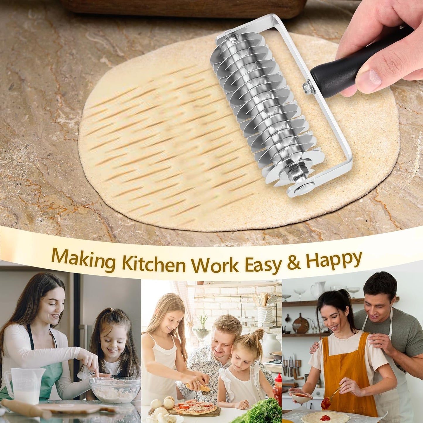 Pastry Lattice Roller Cutter - Stainless Steel Professional Dough Lattice | Top Pie Pizza Bread Pastry Crust Lattice Roller Cutter wheel