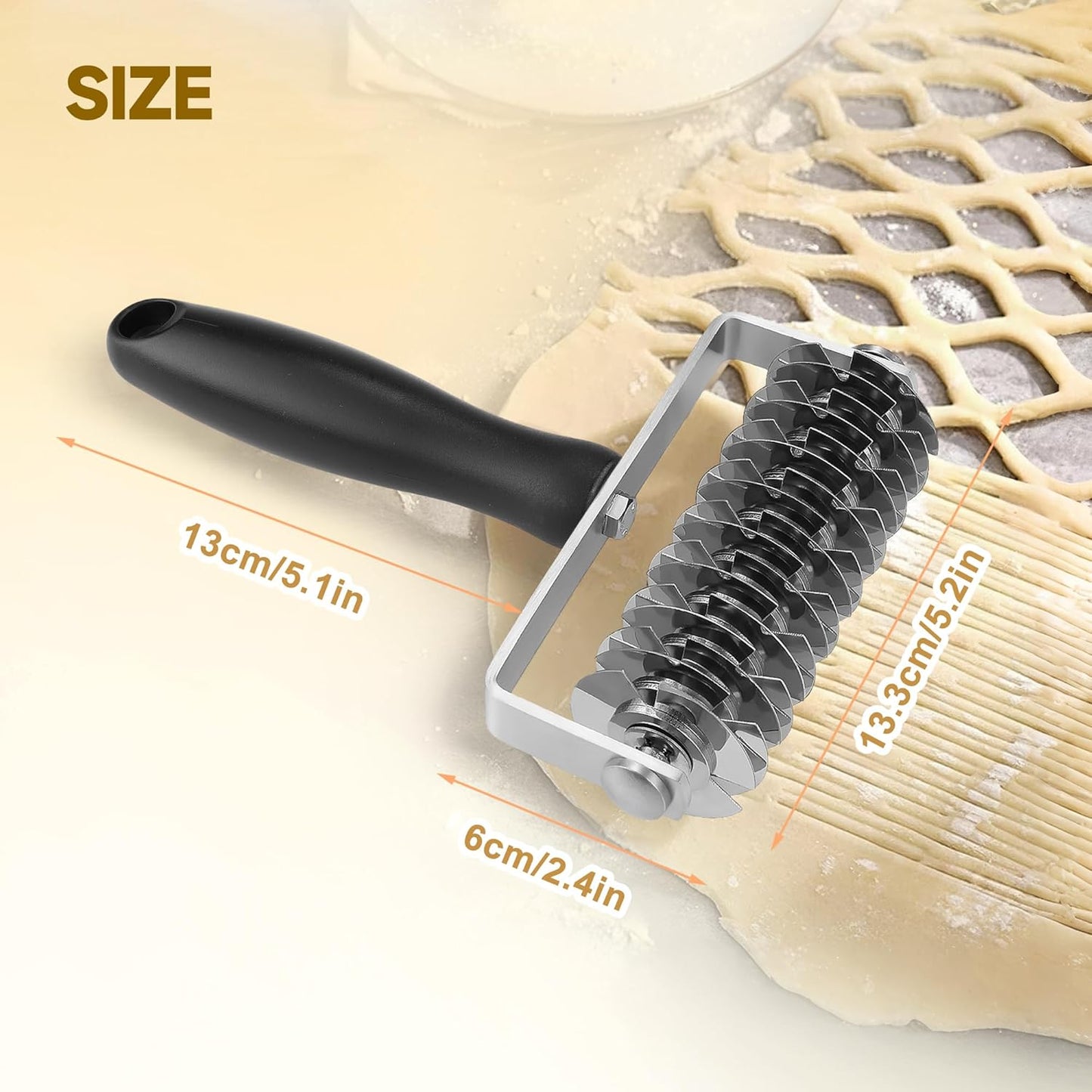 Pastry Lattice Roller Cutter - Stainless Steel Professional Dough Lattice | Top Pie Pizza Bread Pastry Crust Lattice Roller Cutter wheel