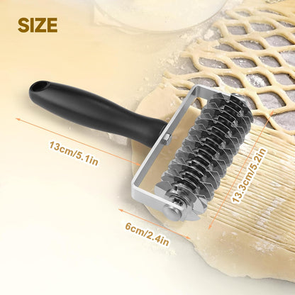 Pastry Lattice Roller Cutter - Stainless Steel Professional Dough Lattice | Top Pie Pizza Bread Pastry Crust Lattice Roller Cutter wheel