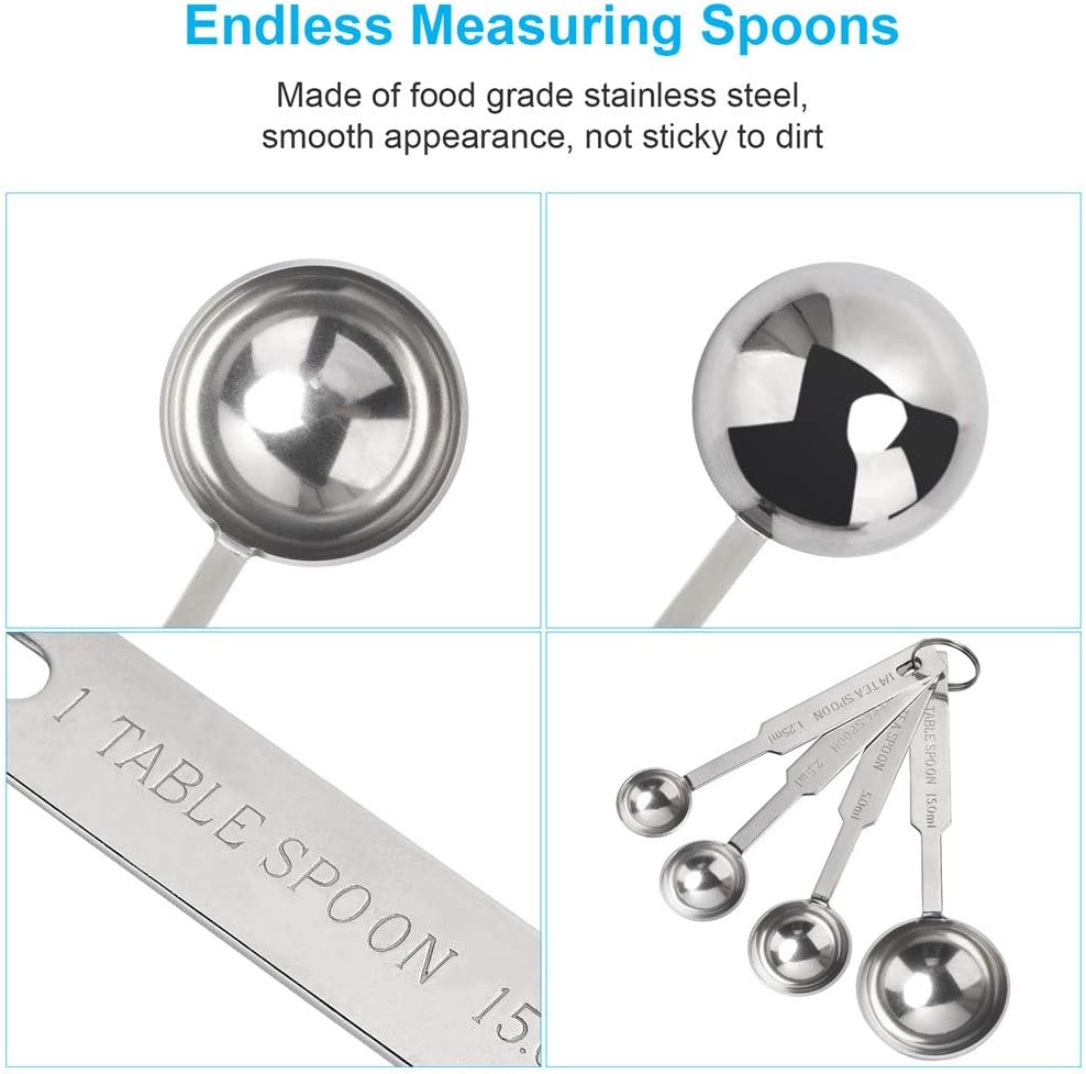 5PCS OstWony Measuring Spoons Set, Includes 1/8, 1/4, 1/2, 1 tsp, 1 tbsp