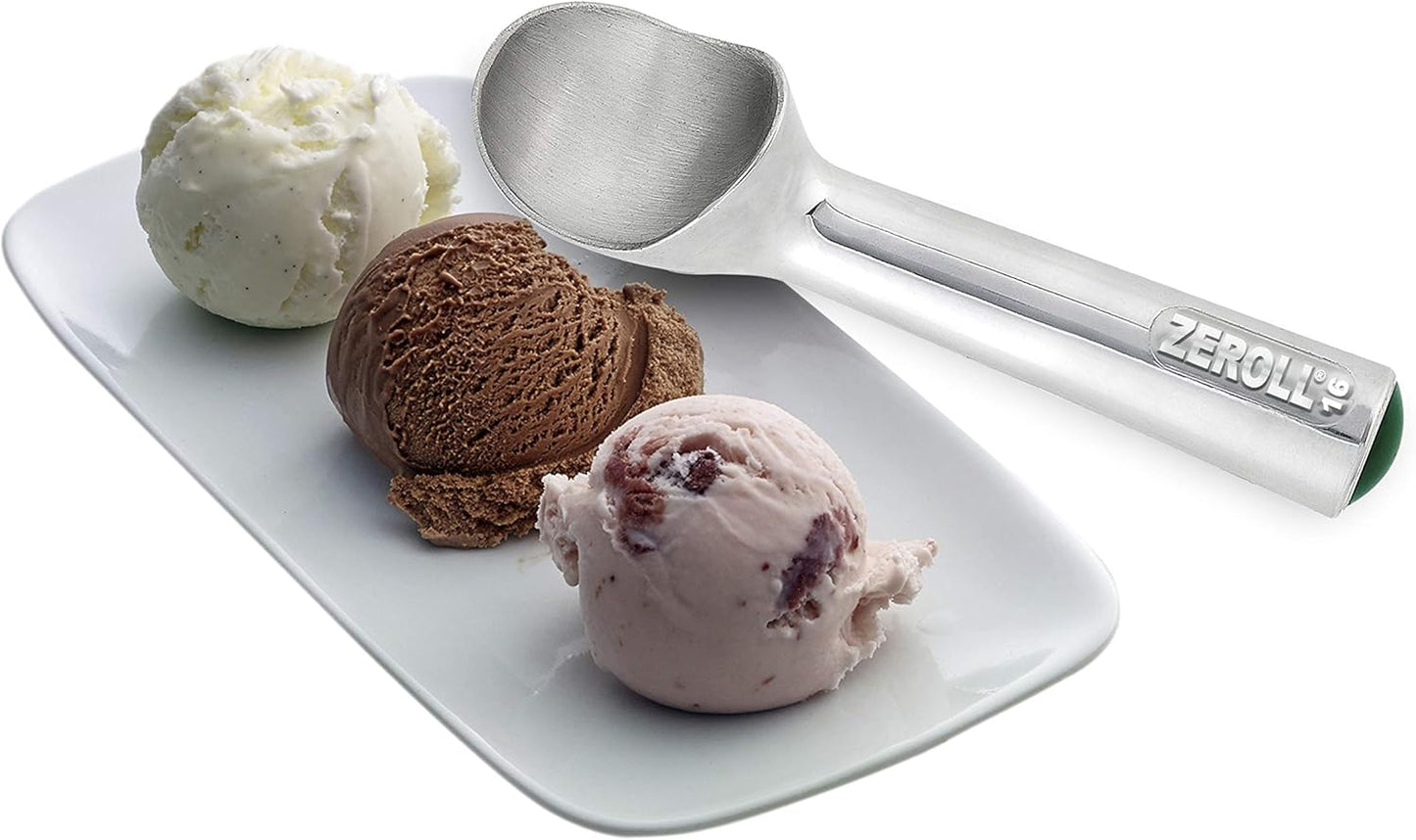 Original Ice Cream Scoop Unique Liquid Filled Heat Conductive Handle Simple One Piece Aluminum Design Easy Release Made in USA, 2.5-Ounce, Silver