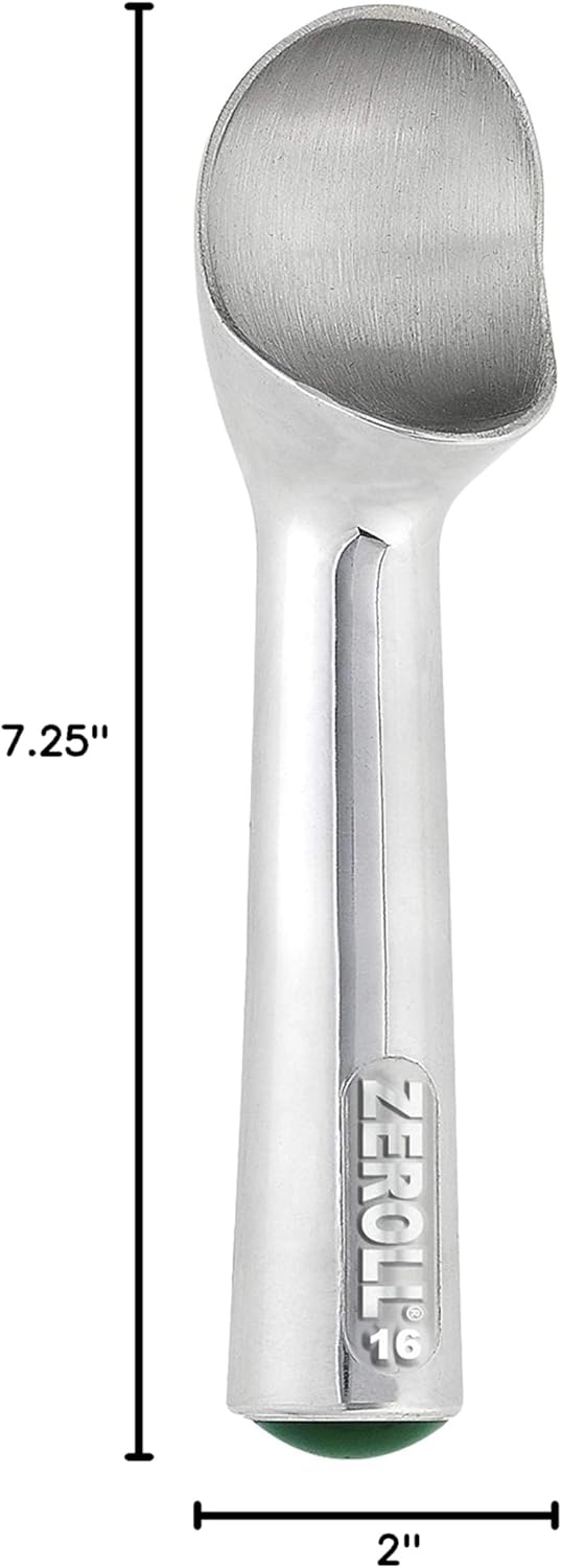Original Ice Cream Scoop Unique Liquid Filled Heat Conductive Handle Simple One Piece Aluminum Design Easy Release Made in USA, 2.5-Ounce, Silver