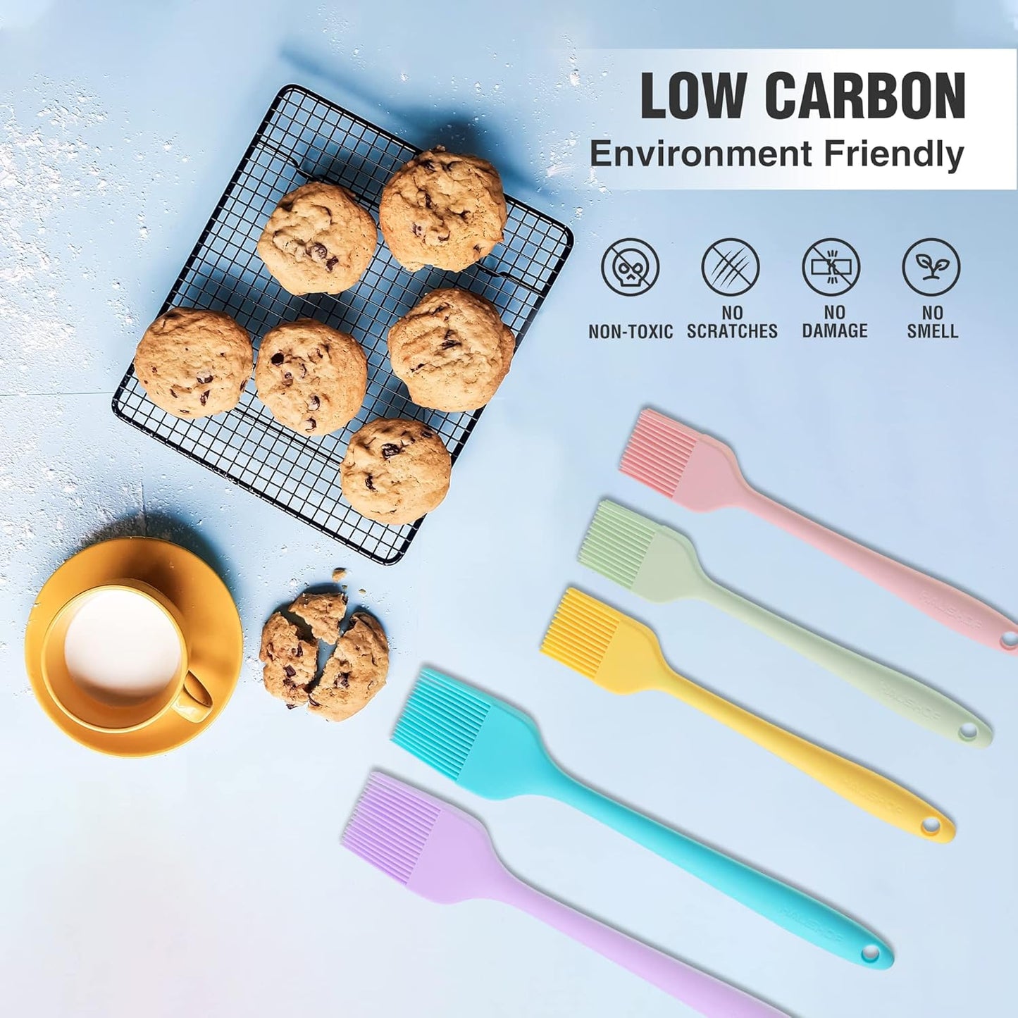 Silicone Basting Pastry Brush, Heat Resistant Pastry Brush Set, One-Piece Design, Perfect for Baking, Grilling, Spreading Oil, Butter, BBQ Sauce, or Marinade, Dishwasher Safe