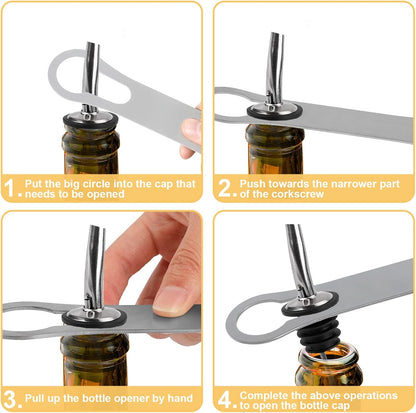 2 Pieces Bottle Opener and Pour Spout Remover Flat Bar Key for Bartenders Stainless Steel Speed Opener Multifunction Dog Bone Wine Bottle Opener for Home Kitchen Party and Bar