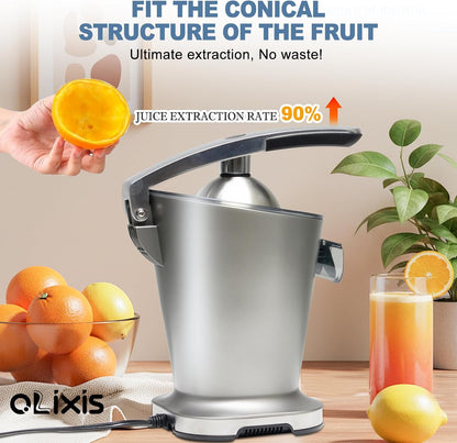 Electric Citrus Juicer, Automatic Orange Juicer Machine & Lemon Squeezer with One-Touch Operation, High Juice Yield and Easy to Clean Juice Maker for Home & Kitchen Use, Silver