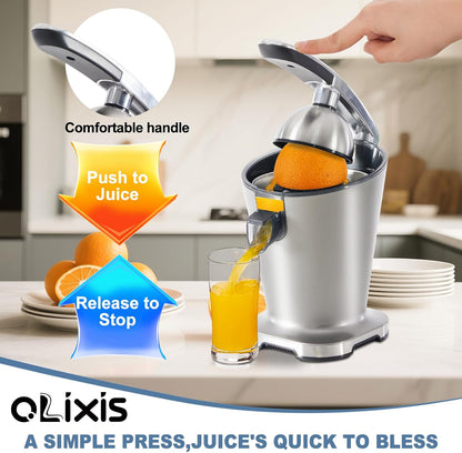 Electric Citrus Juicer, Automatic Orange Juicer Machine & Lemon Squeezer with One-Touch Operation, High Juice Yield and Easy to Clean Juice Maker for Home & Kitchen Use, Silver