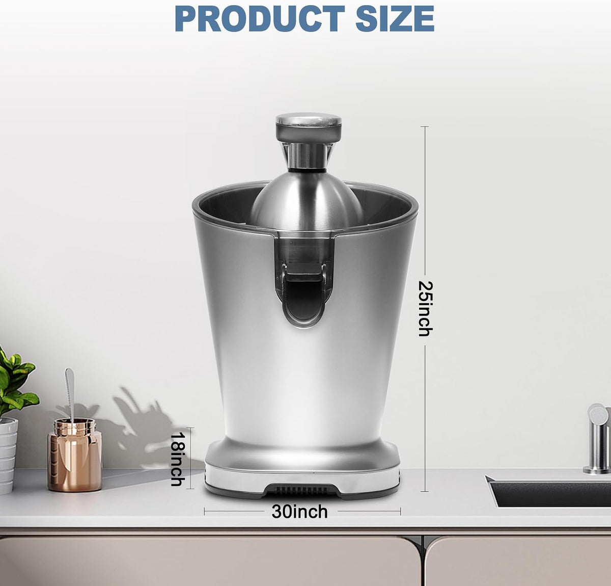 Electric Citrus Juicer, Automatic Orange Juicer Machine & Lemon Squeezer with One-Touch Operation, High Juice Yield and Easy to Clean Juice Maker for Home & Kitchen Use, Silver